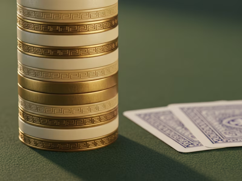 Stos mosiężnych żetonów pokerowych w makro