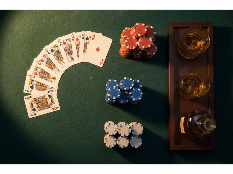 Widok z góry na stół pokerowy